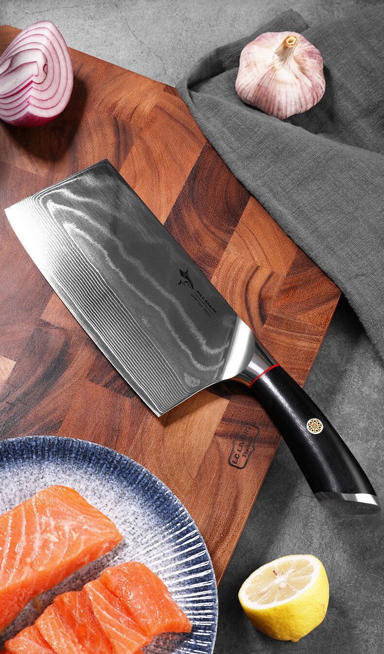 狂鲨大马士革钢刀菜刀套装厨房刀具套装德国进口家用切片切肉刀不锈钢