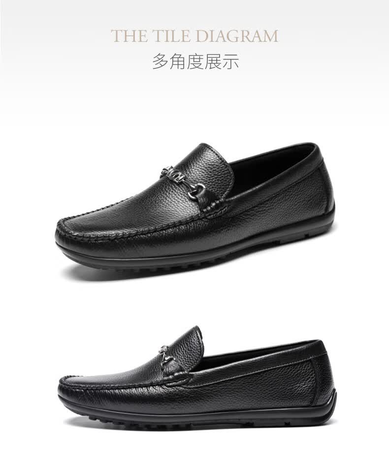 官方发售宾度jbenato男鞋男士豆豆鞋男新款套脚商务休闲皮鞋头层牛皮