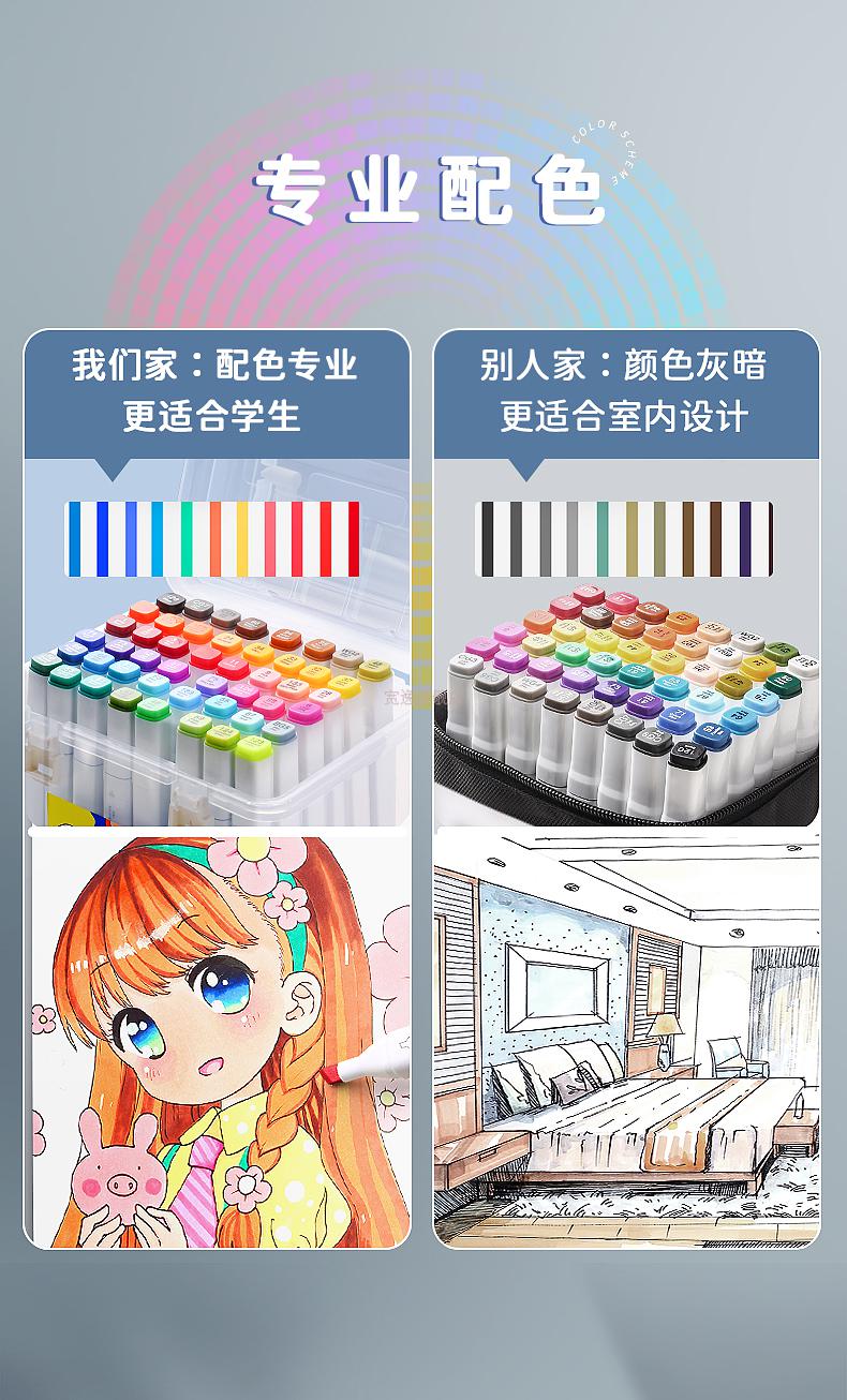 儿童画笔无毒水彩笔马克笔小学生美术生专用48色彩色水彩笔套装双头