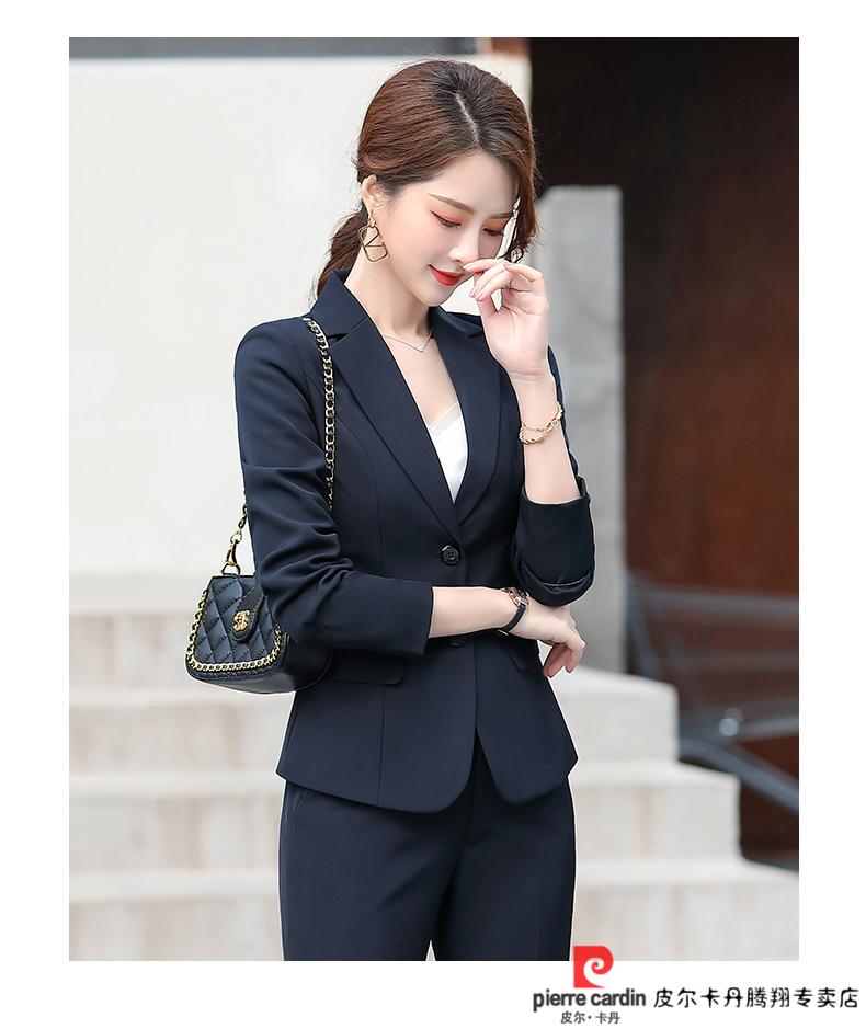 皮尔卡丹轻奢高档女装高端职业套装女时尚气质女神范春秋黑色西装面试