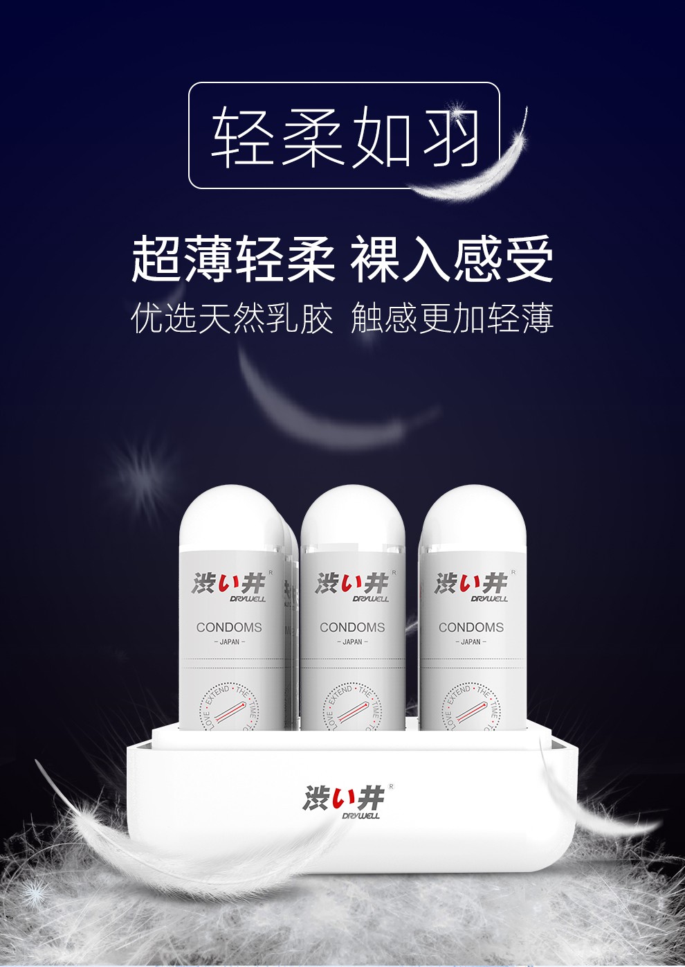 drywell涩井日本进口男用久战套款玻尿酸003安全套保险套成人情趣计生