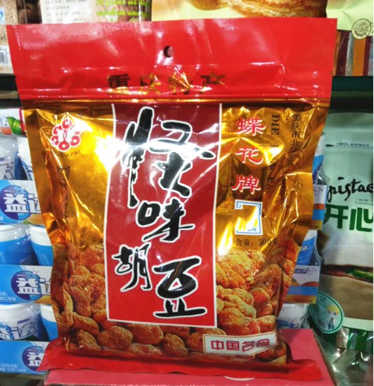 重庆蝶花牌怪味胡豆500克健康零食小吃蚕豆麻辣口味