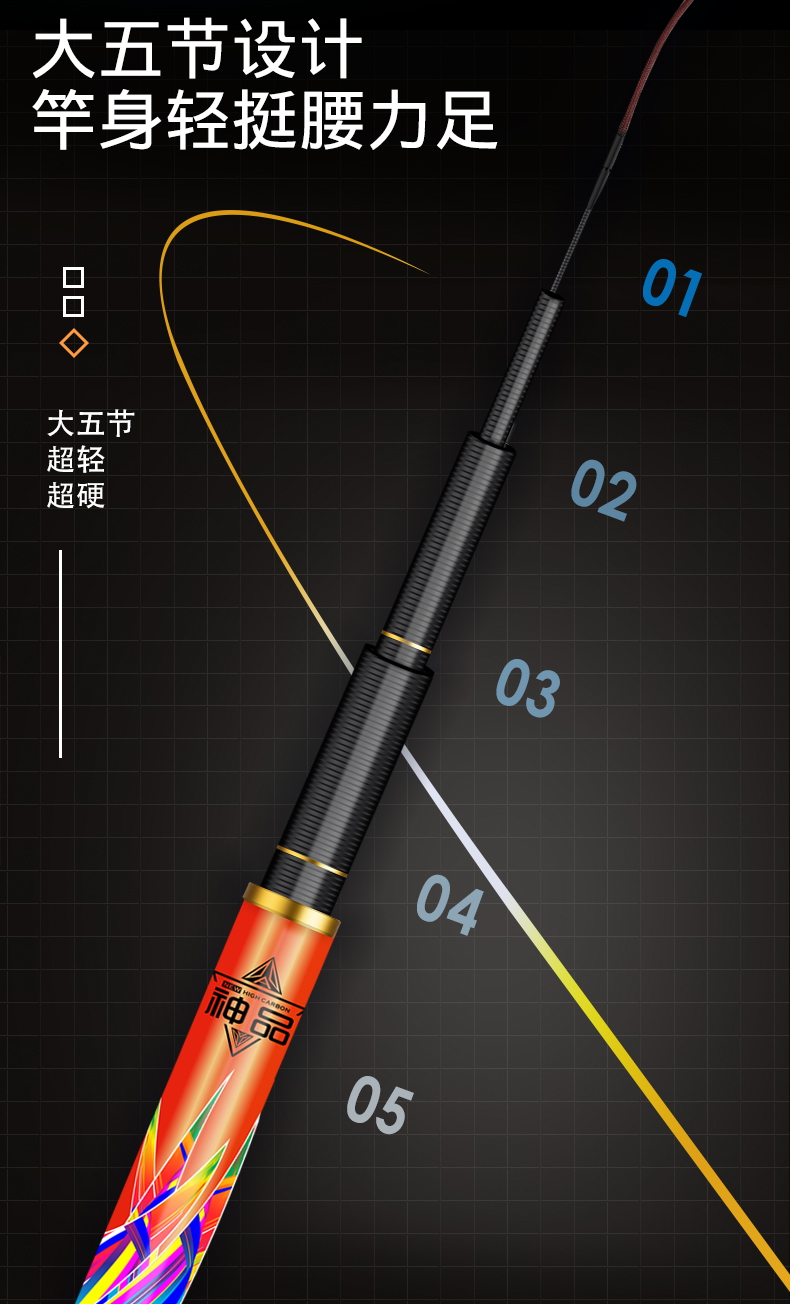 客友鱼竿神品休闲版钓鱼竿28调超轻超硬台钓竿鲤鱼竿鲫鱼竿鱼杆手竿