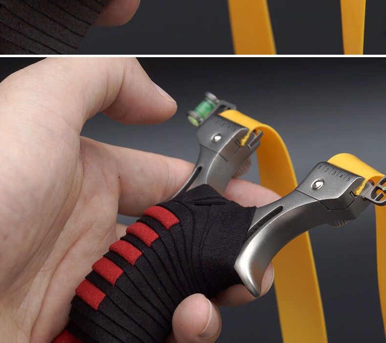 弹弓加强弹弓高精准度不锈钢扁皮蛋弓抢免绑快压户外竞技带瞄准器大力