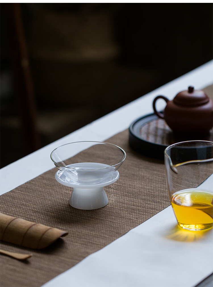 手工玻璃茶漏器茶滤创意过滤功夫茶具配件滤网滤茶器茶道零配 茶漏