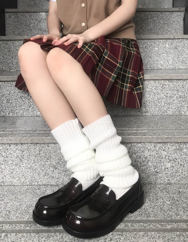 长筒袜子小腿套女秋冬保暖lolita堆堆袜奶白色40cm收藏加购优先发货