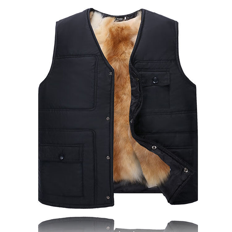 羊毛马甲男士皮毛一体中老年秋冬季皮背心保暖棉坎肩爸爸装可拆卸羊毛