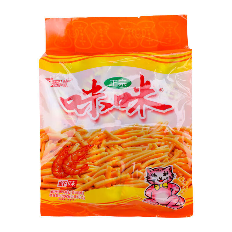 爱尚咪咪虾条蟹味粒红烧牛肉味肉松味大包儿童零食小吃180克袋装180克