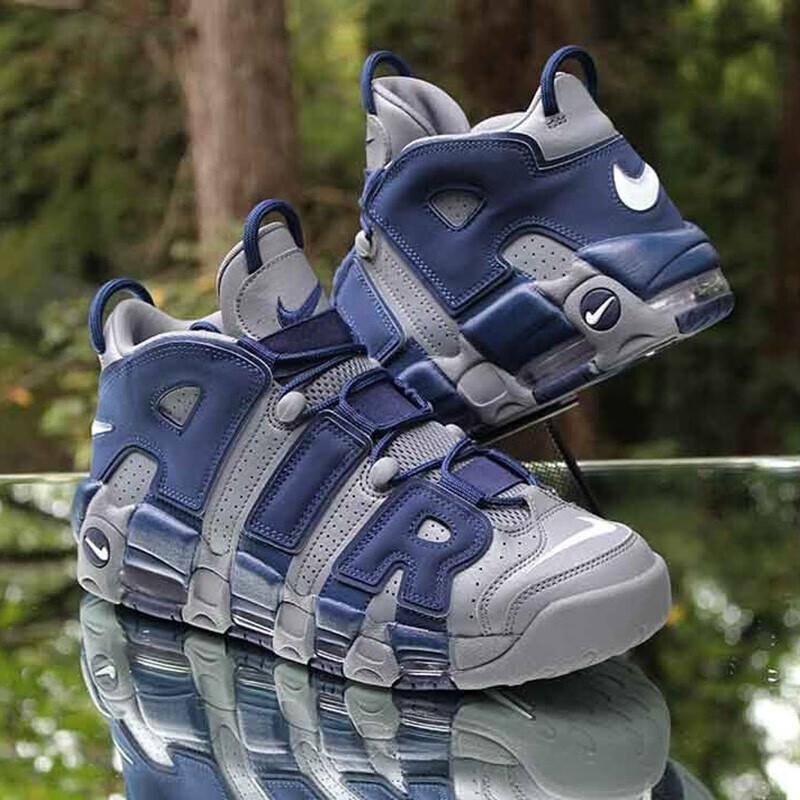 耐克nike air more uptempo 皮蓬大air 男女款休闲运动鞋 黑红公牛