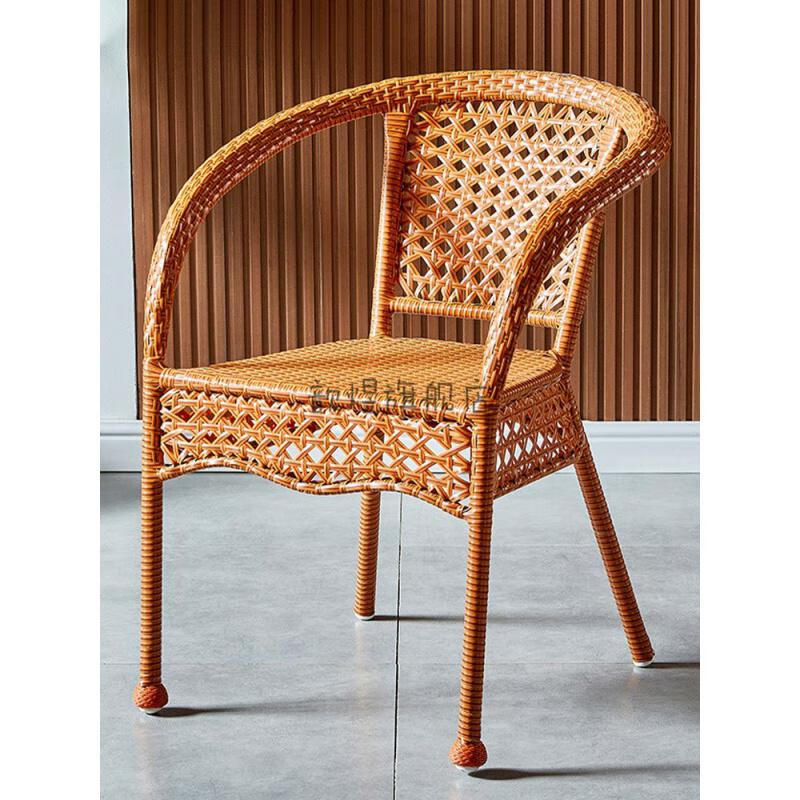 户外藤椅单人简约庭院扶手靠背椅家用阳台老人室外休闲编织腾椅子