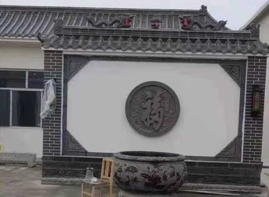 圆形福字仿古砖雕古建中式四合院影壁墙墙面装饰挂件徽派 鹤同福直径