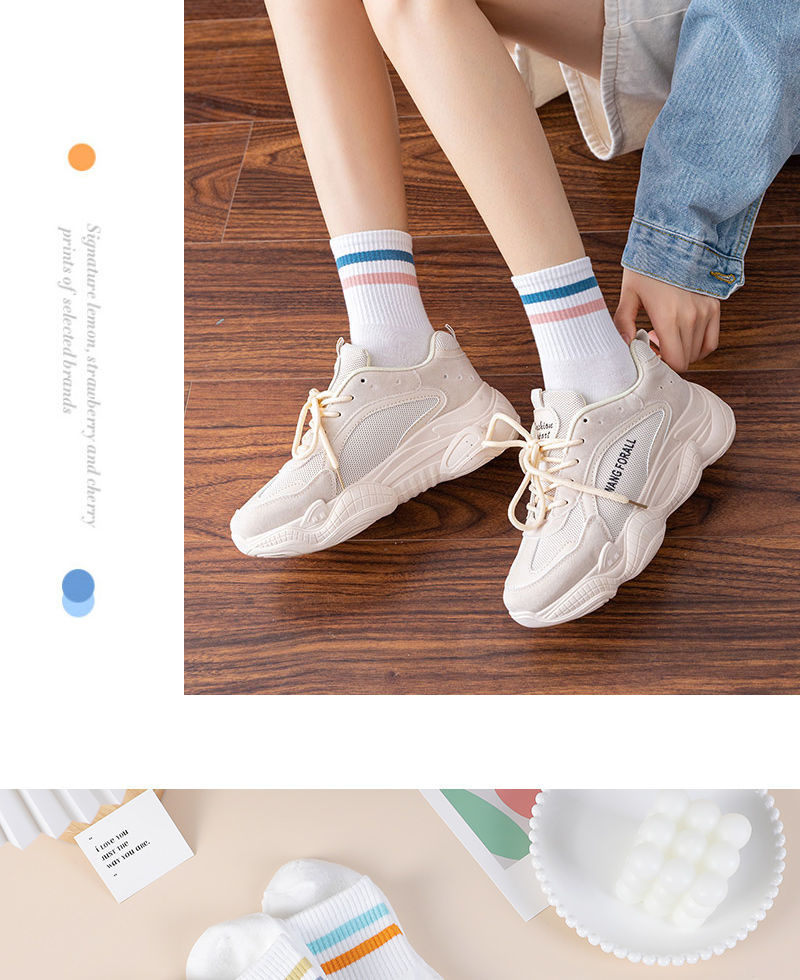 女ins潮百搭学院风情侣 序号5号>女款透气女性夏款运动袜中筒袜高筒清