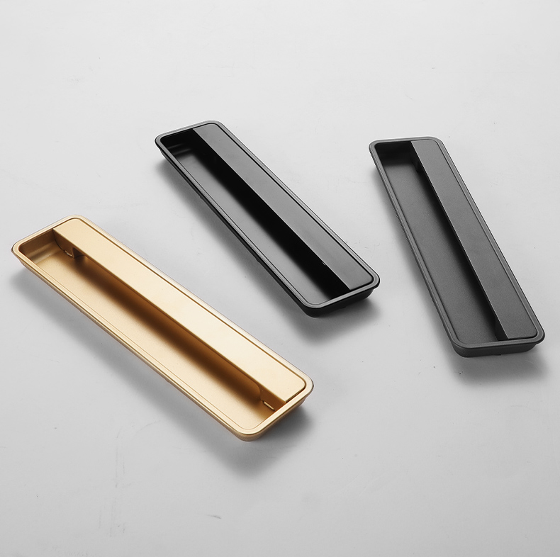 旭昌推拉门隐形拉手黑色现代简约内嵌式柜子抽屉移门暗藏金色把手5899