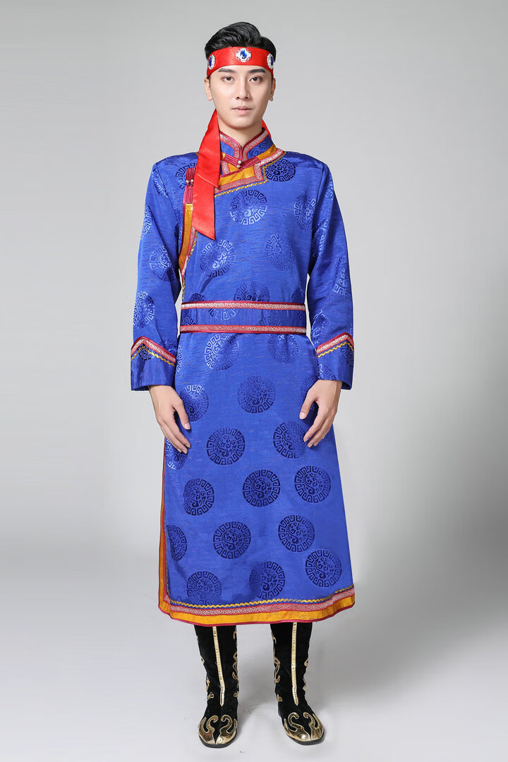 蒙古演出服装秋季蒙族衣服蒙古袍日常装男士传统民族服装演出服蒙古
