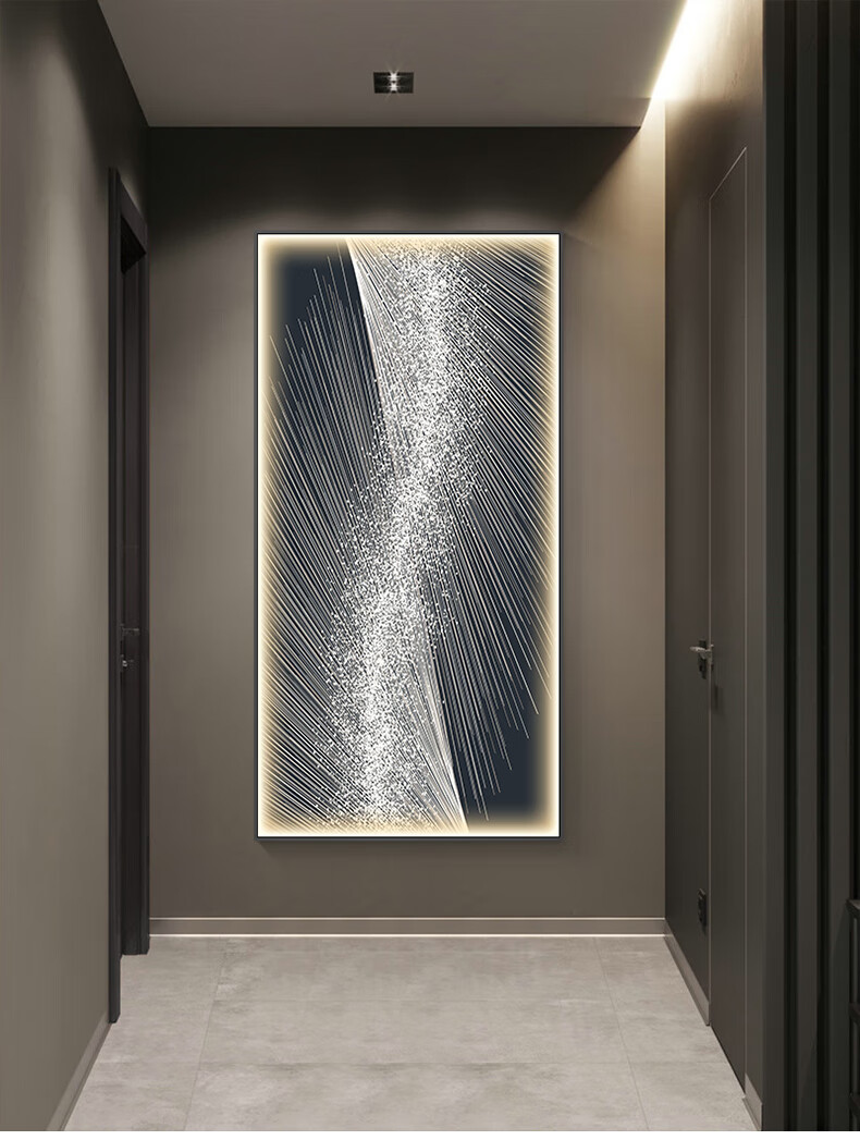 入户玄关装饰画竖版led灯带画发光抽象轻奢走廊过道壁画客厅挂画 a