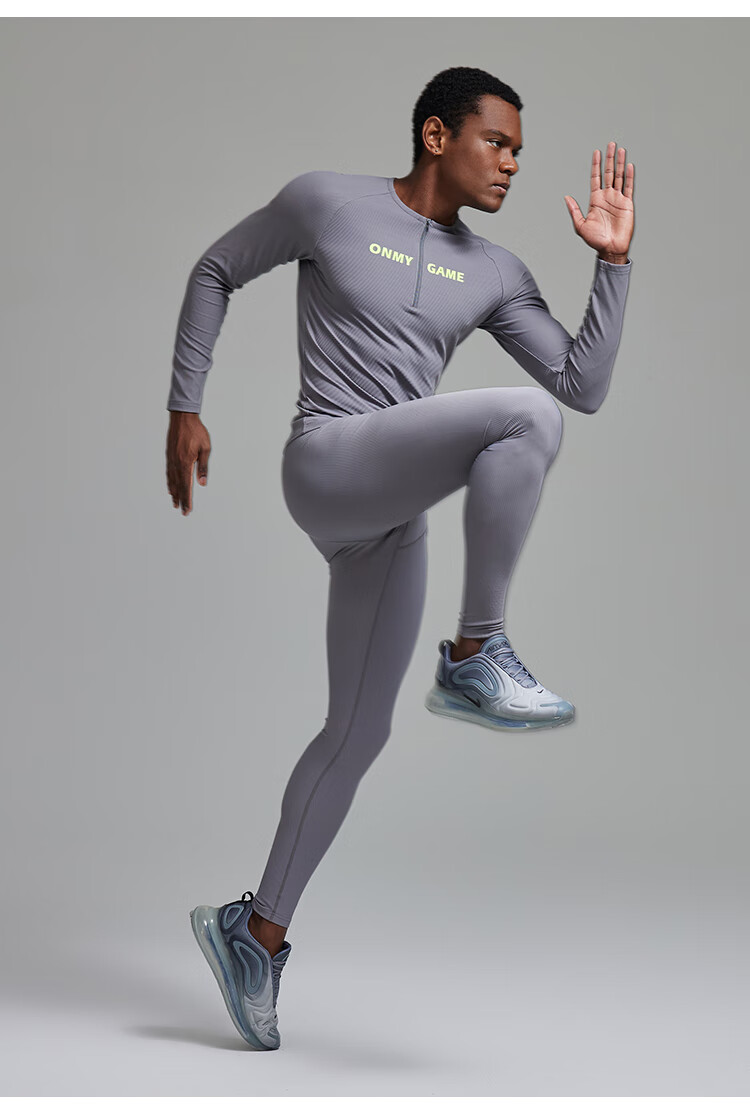 omg潮牌锦纶高弹力专业运动健身训练紧身裤男士速干瑜伽压缩裤白色l