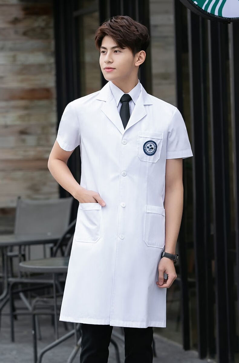韩版白大褂医笙生服长袖男工作服夏薄款半袖短袖衣实验服护士
