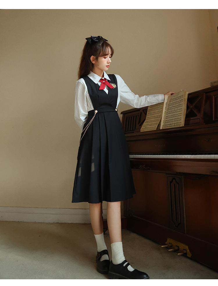 主持人礼服女初中生钢琴演出舞台套装中学生连衣裙诗歌朗诵合唱团带