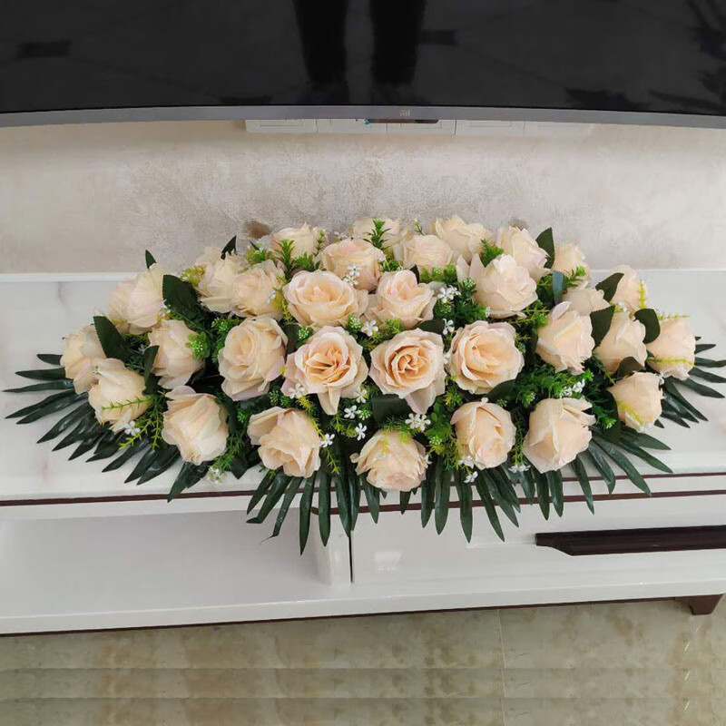 花假花商务演讲台仿真花绢花办公室装饰塑料摆放花会议桌花80cm香槟款
