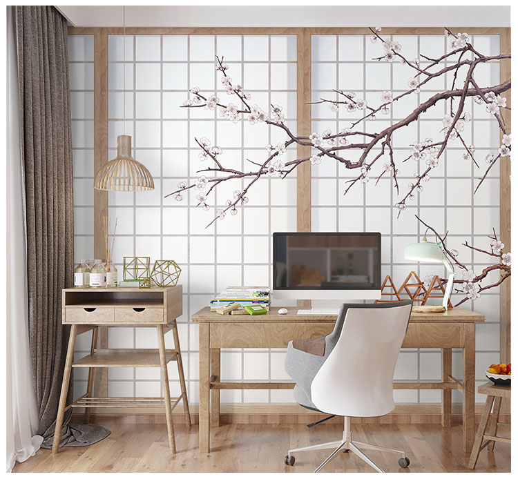 日系和风墙纸复古日式木门壁纸服装店卧室墙布剧本杀饭店壁画无缝闪银