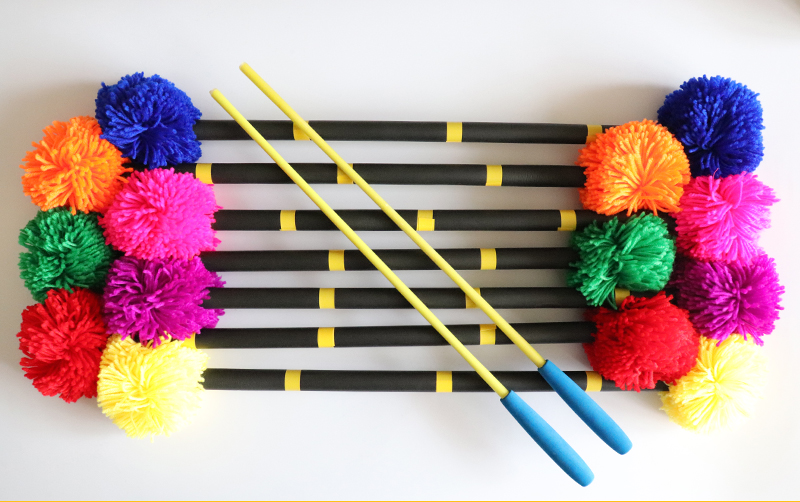 健身儿童花棍毛线毛球花头打花棍成人老年健身打花棍 紫色【图片 价格