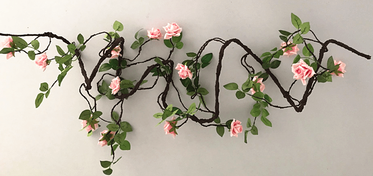 婚庆道具玫瑰藤条3米长仿真枯藤花玫瑰花婚庆装饰路引花拱门花粉色