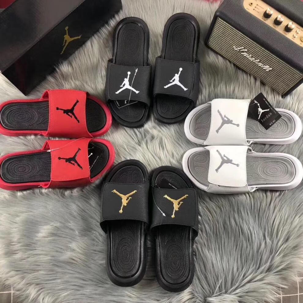 aj乔6拖鞋乔六运动篮球拖鞋魔术贴飞人潮牌男女户外夏季网红凉拖 白灰