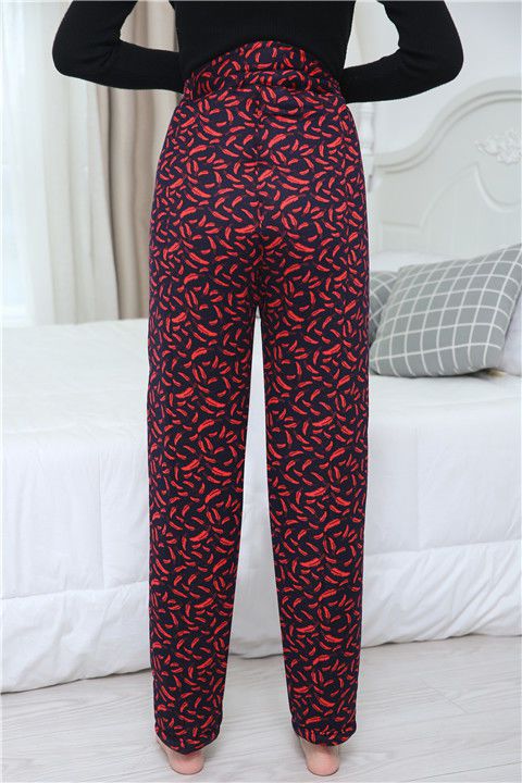 驼绒棉裤中老年花棉裤女秋冬季外穿宽松加肥加厚高腰三层妈妈宽松驼绒