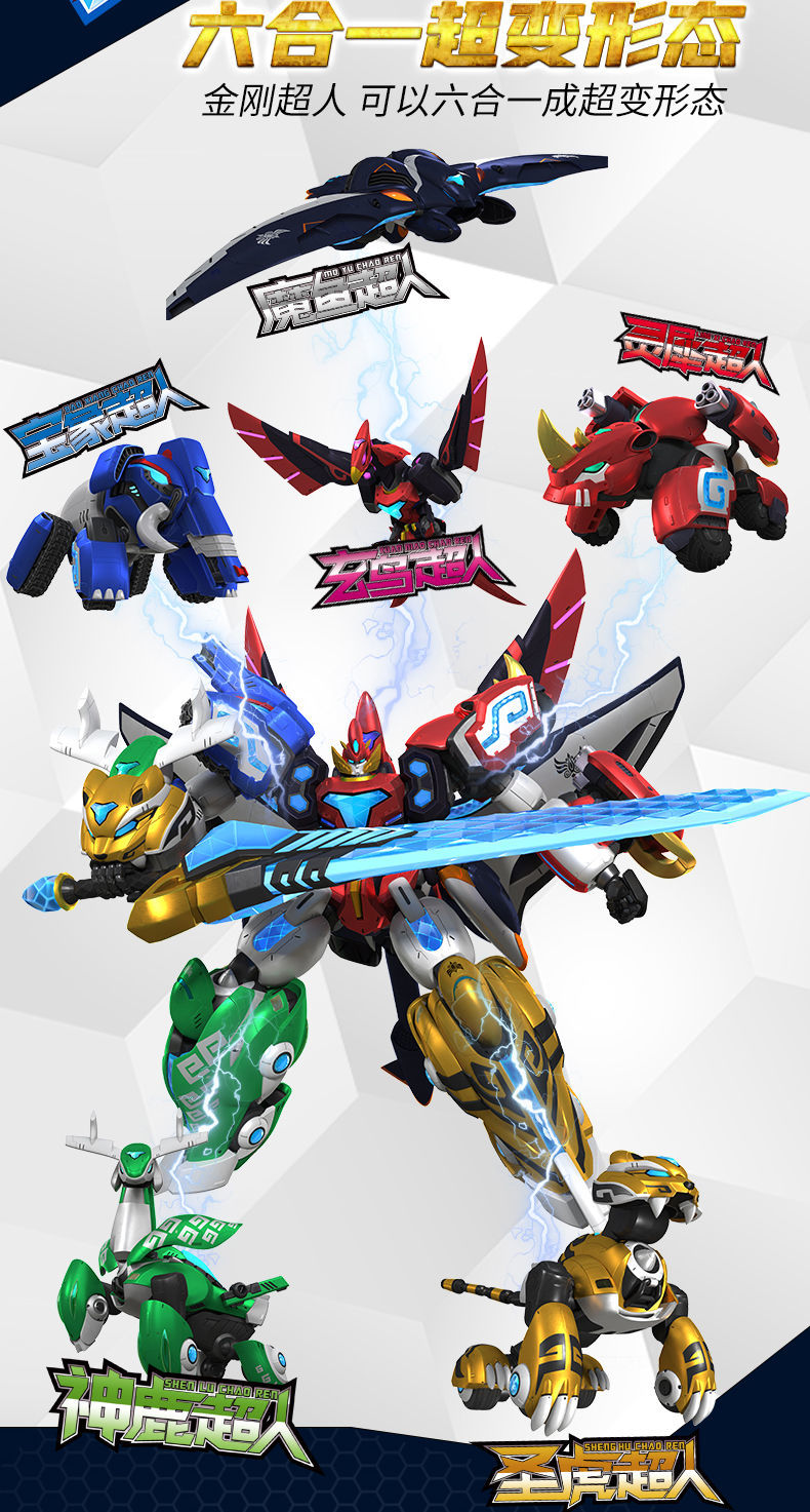 人超人男孩玩具超能晶甲3-6生日礼物 圣虎金刚(可变形三种形态)【图片