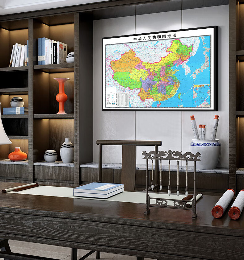 欧艺美 办公室挂画2022新版世界中国地图挂画背景墙面现代简约装饰画