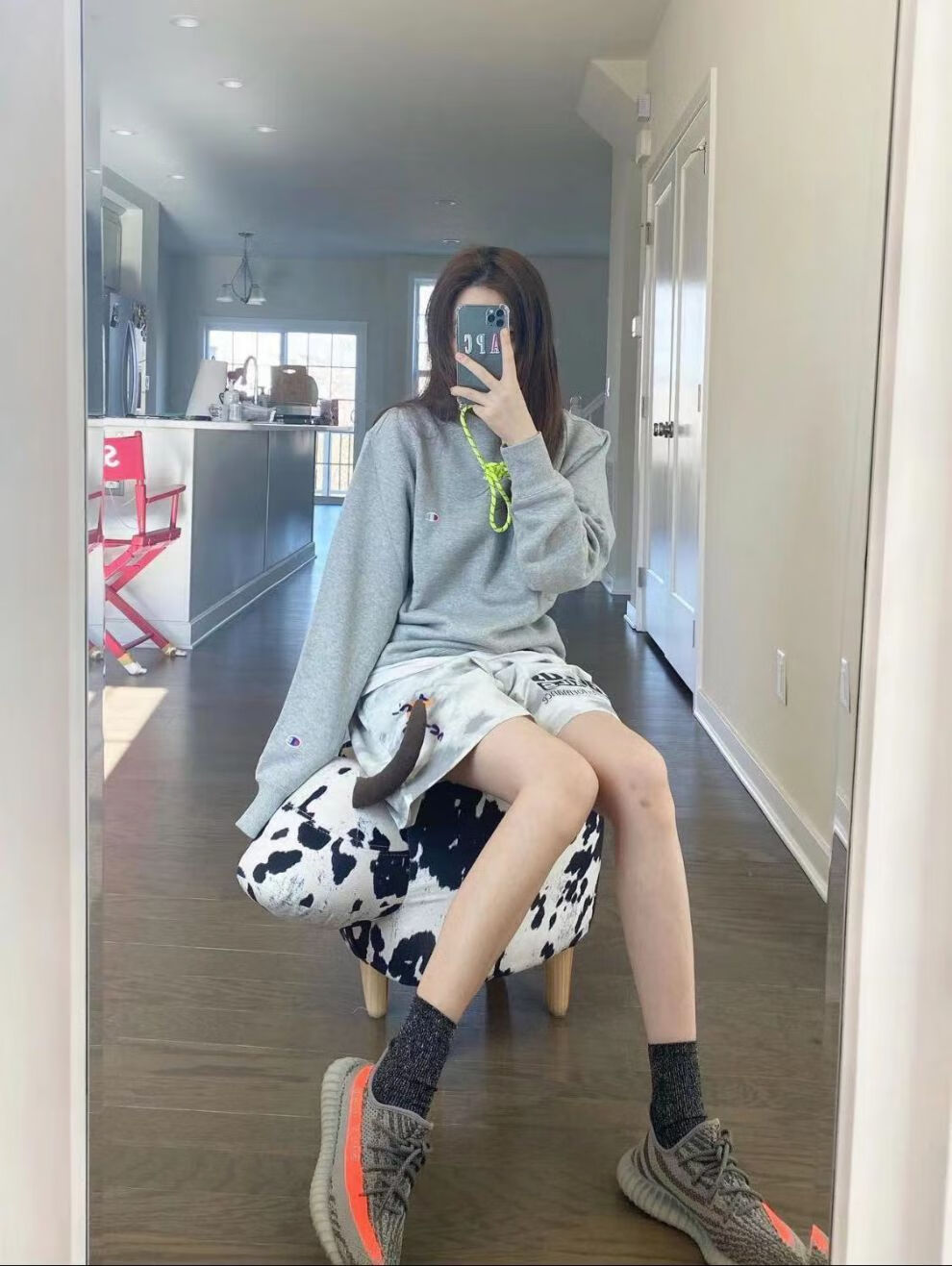 椰子鞋女350灰橙条男夏季透气休闲跑步鞋女情侣款百搭运动鞋灰橙真爆