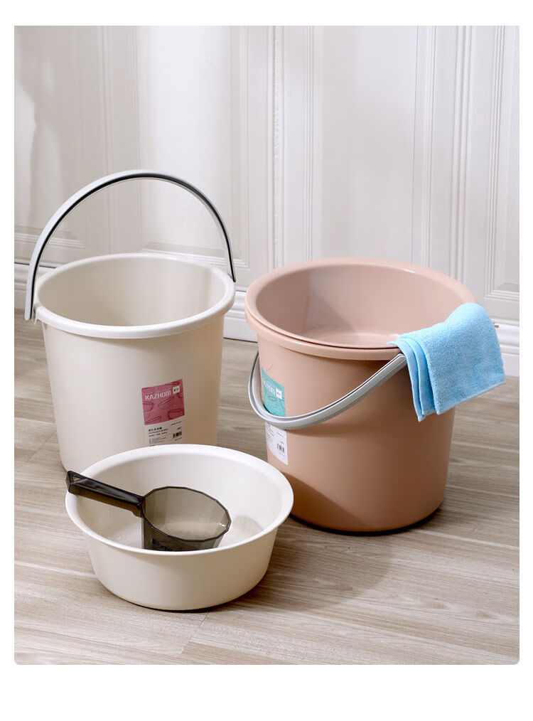 塑料水桶家用户外学生宿舍手提加厚桶盆圆形洗衣服多功能储装水桶北欧
