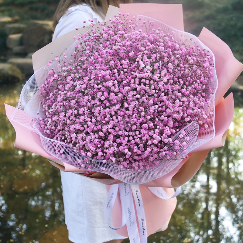 鲜花礼盒花束送闺蜜朋友老婆生日礼物全国花店同城送花蓝色满天星皇冠