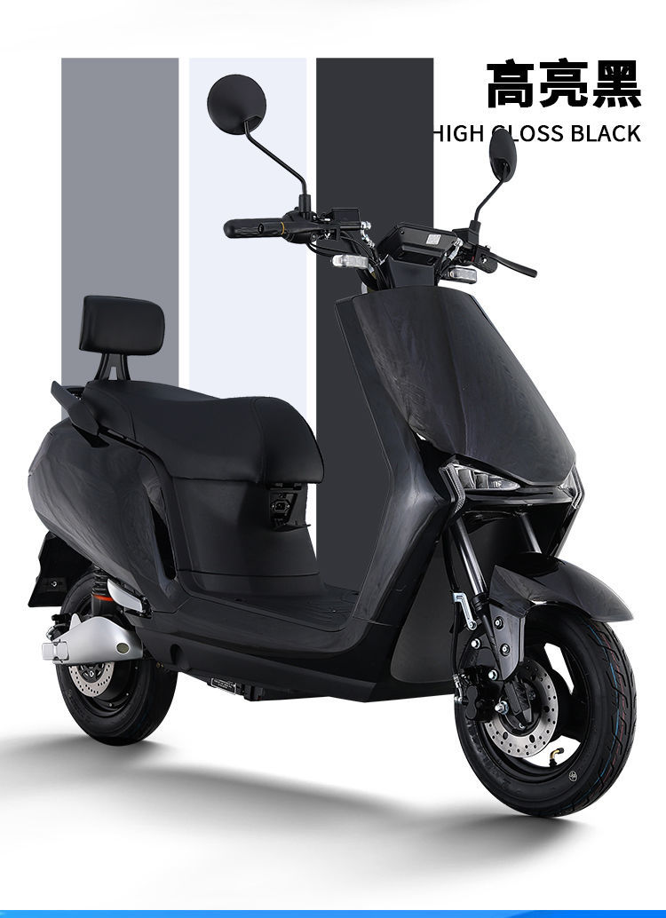 2022新款n9电动车男女代步两轮电瓶车高速电摩外卖踏板车 灰色-高配双