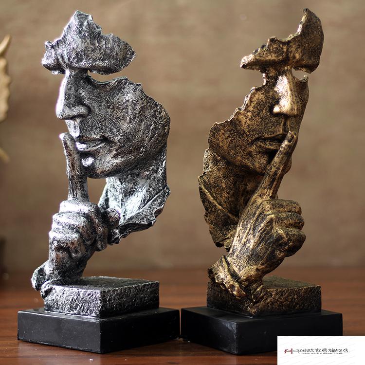 同款简约现代创意沉默是金工艺品摆件北欧雕塑办公室客厅艺术品装饰品