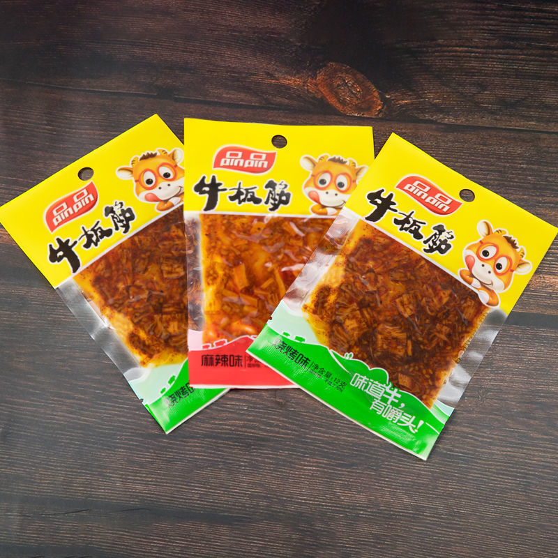 品品牛板筋正宗麻辣烧烤味牛筋四川特产网红香辣食小吃袋装12g麻辣味