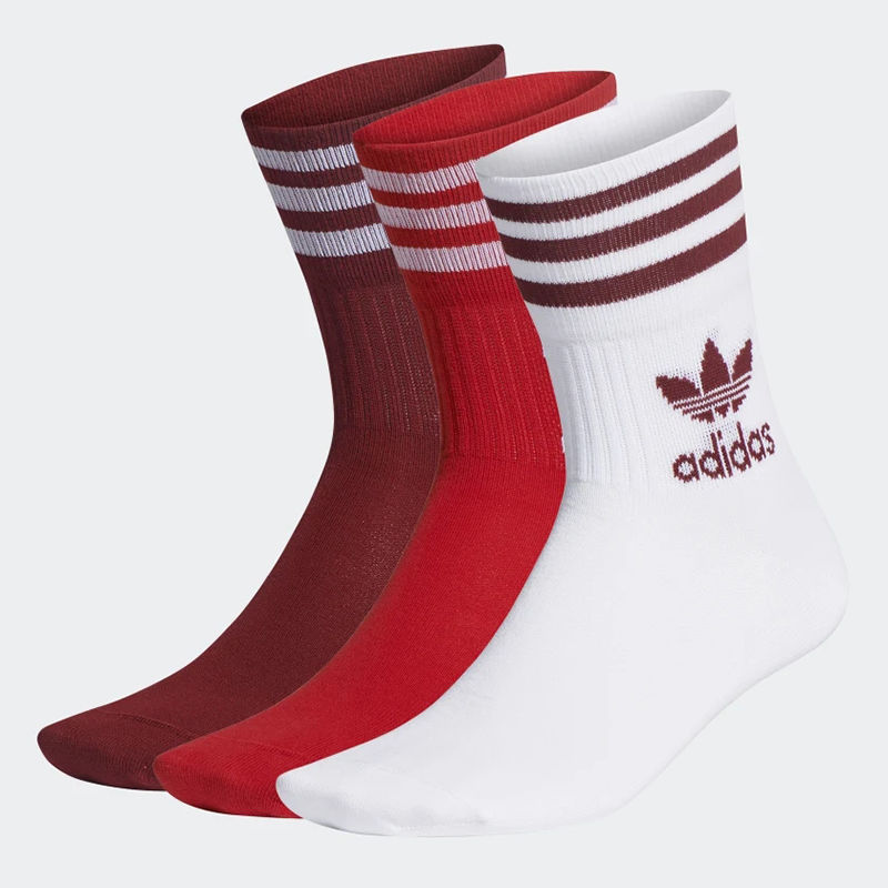 阿迪达斯(adidas)三叶草袜子三双装时尚百搭运动休闲袜 gd3578 白红