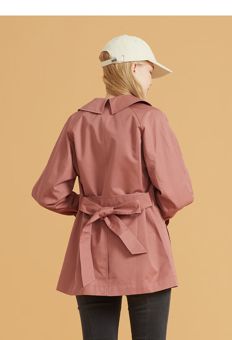 eland衣恋春秋季款款中长款单排扣风衣时尚简约外套女士 卡其色(35)