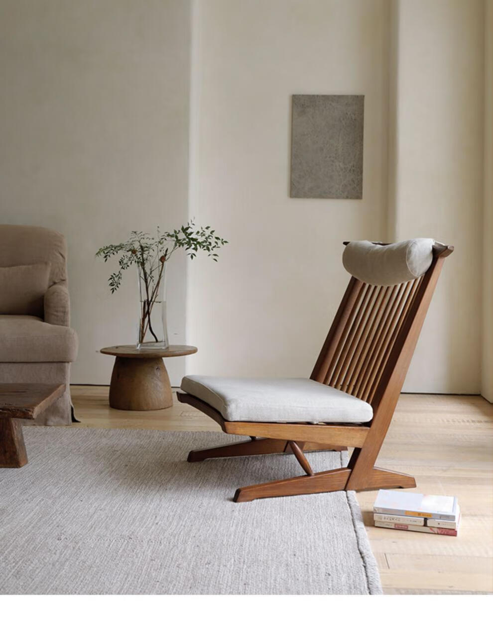 60源氏品质家具 北欧实木中岛乔治单人椅子诧寂日式家用中古坐垫