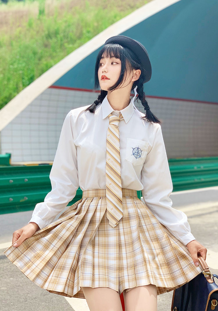 御茶家鹤秋原创jk制服格裙短短款早春季百褶半身裙现货45cm裙长xl