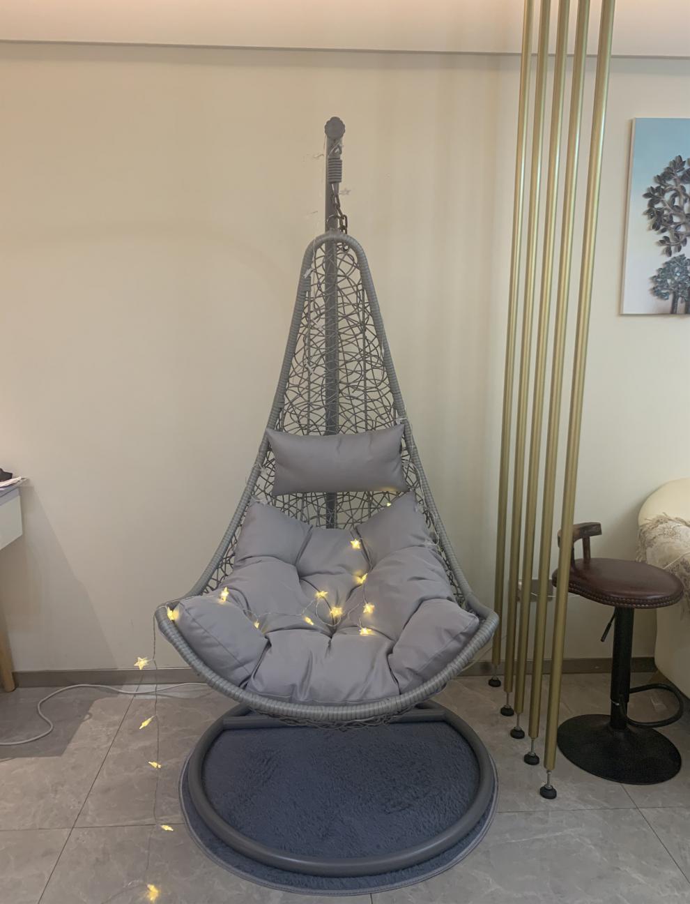 吊篮秋千家用小型吊椅藤椅摇篮椅鸟巢椅室内阳台懒人单人吊床摇椅灰色