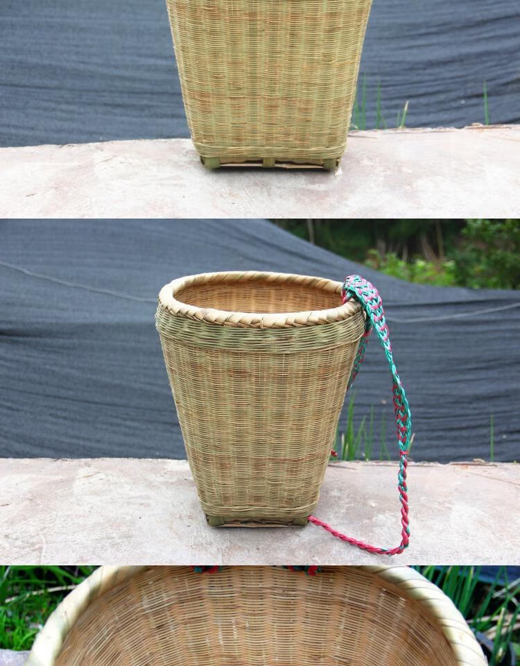 竹编竹背篓手工家用四川竹子背篼买菜竹筐背筐采茶舞蹈传统 白边方形