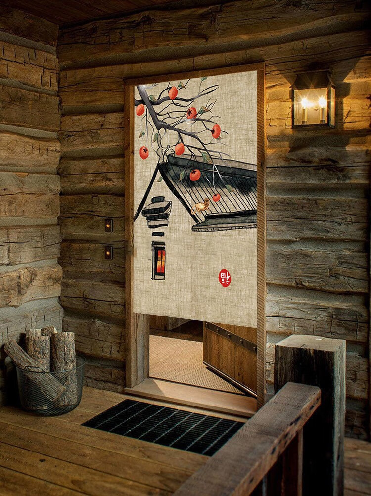 布艺门帘新中式门帘半帘民俗古风禅意布帘卧室客厅布帘短款帘厕所厨房