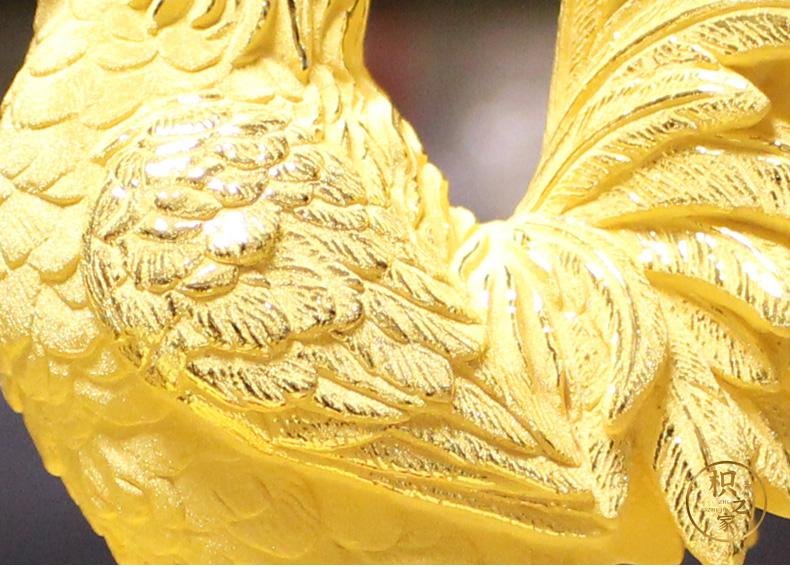 枳之家 客厅装饰搬新家绒沙金 十二生肖富贵金鸡生日礼物办公室品工艺