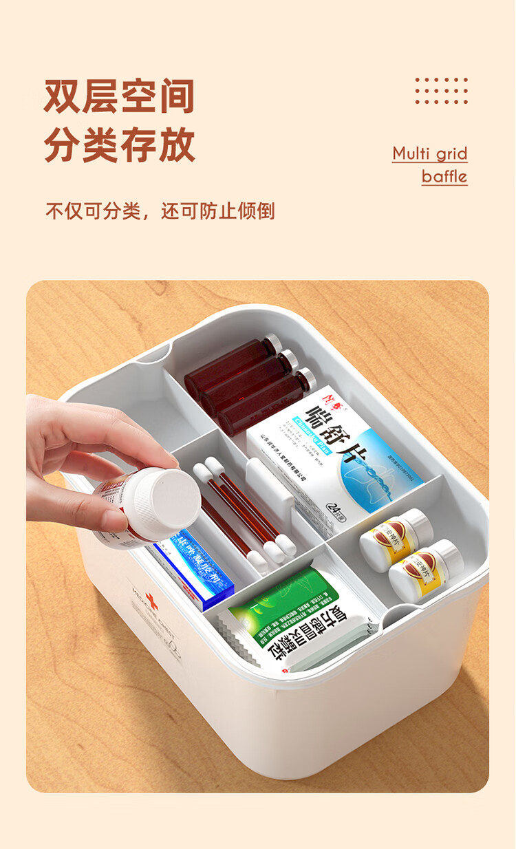 茶花chahua药箱家用小型急救箱药盒收纳箱医疗箱家庭装大容量药品药物