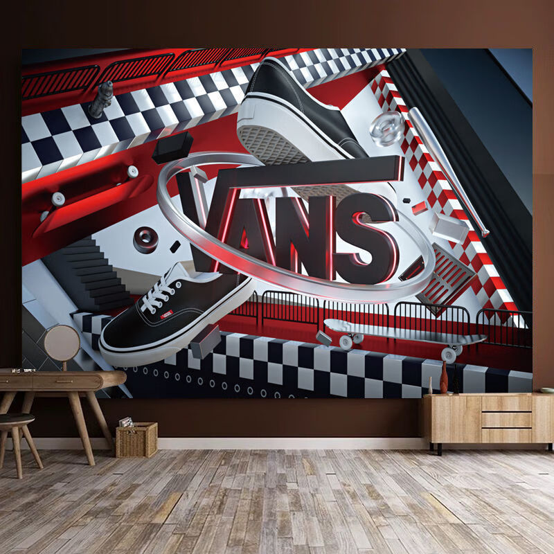 饰嘉华网红潮牌vans直播背景布宿舍房间卧室装扮装饰挂布va23宽1米高