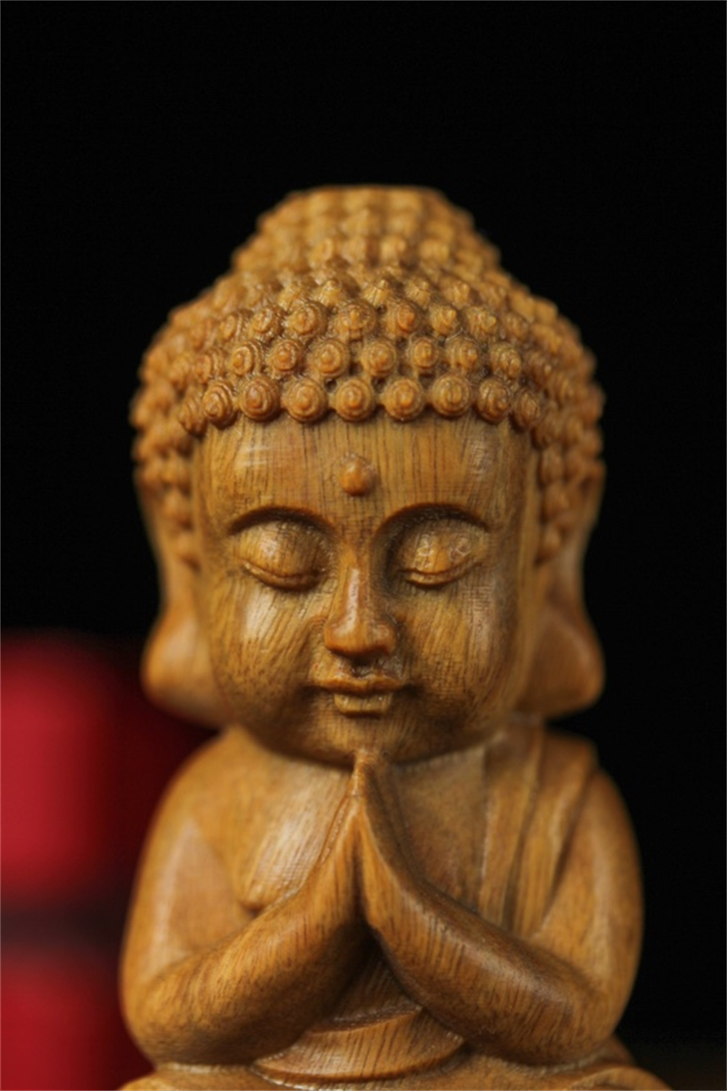 倍喜欢 绿檀木宝宝佛释迦牟尼手把件木雕家居创意檀香木摆件原木工艺