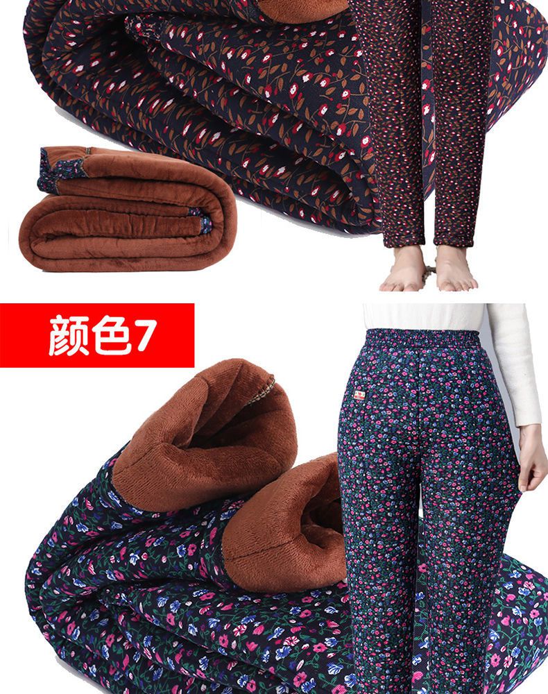 驼绒棉裤东北中老年棉裤驼绒棉裤女高腰加绒加厚老人三层保暖裤冬季大