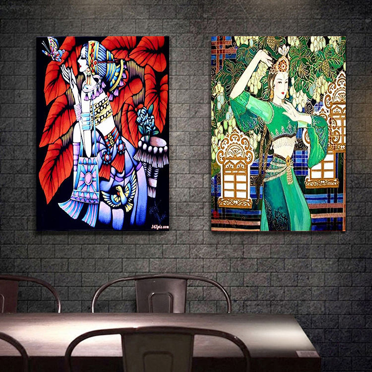 可狄(kedi) 蓝丽雅=云南少数民族风情装饰画客厅饭店挂画宾馆酒店壁画