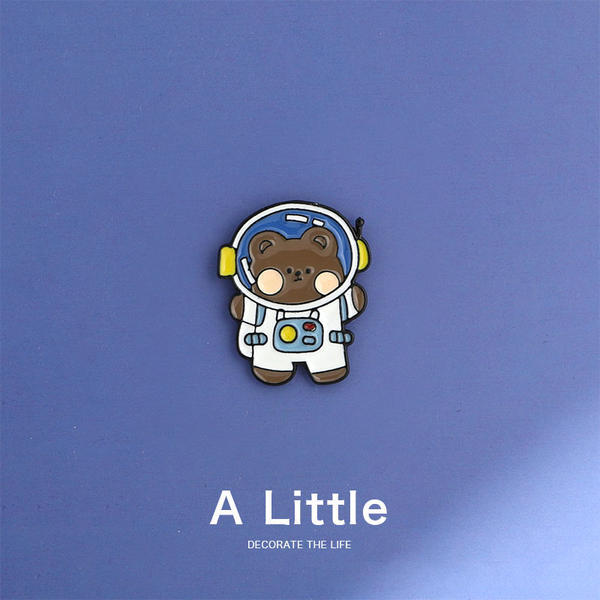 航天员小熊兔子可爱日系卡通金属徽章创意别针潮 小狗-宇航员【图片